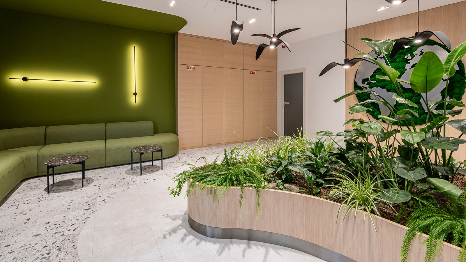 A contemporary bespoke design created using  Amalfi and Rialto Concrete from the Amtico Spacia collection.
