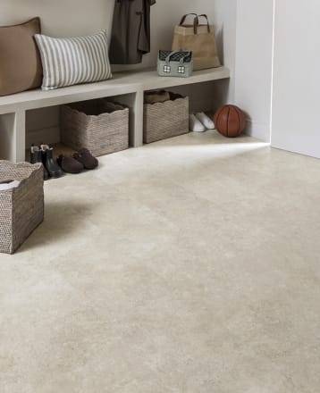 Hallway flooring features Amtico's Mantle Stone in Broken Bond, from the Amtico Spacia collection.