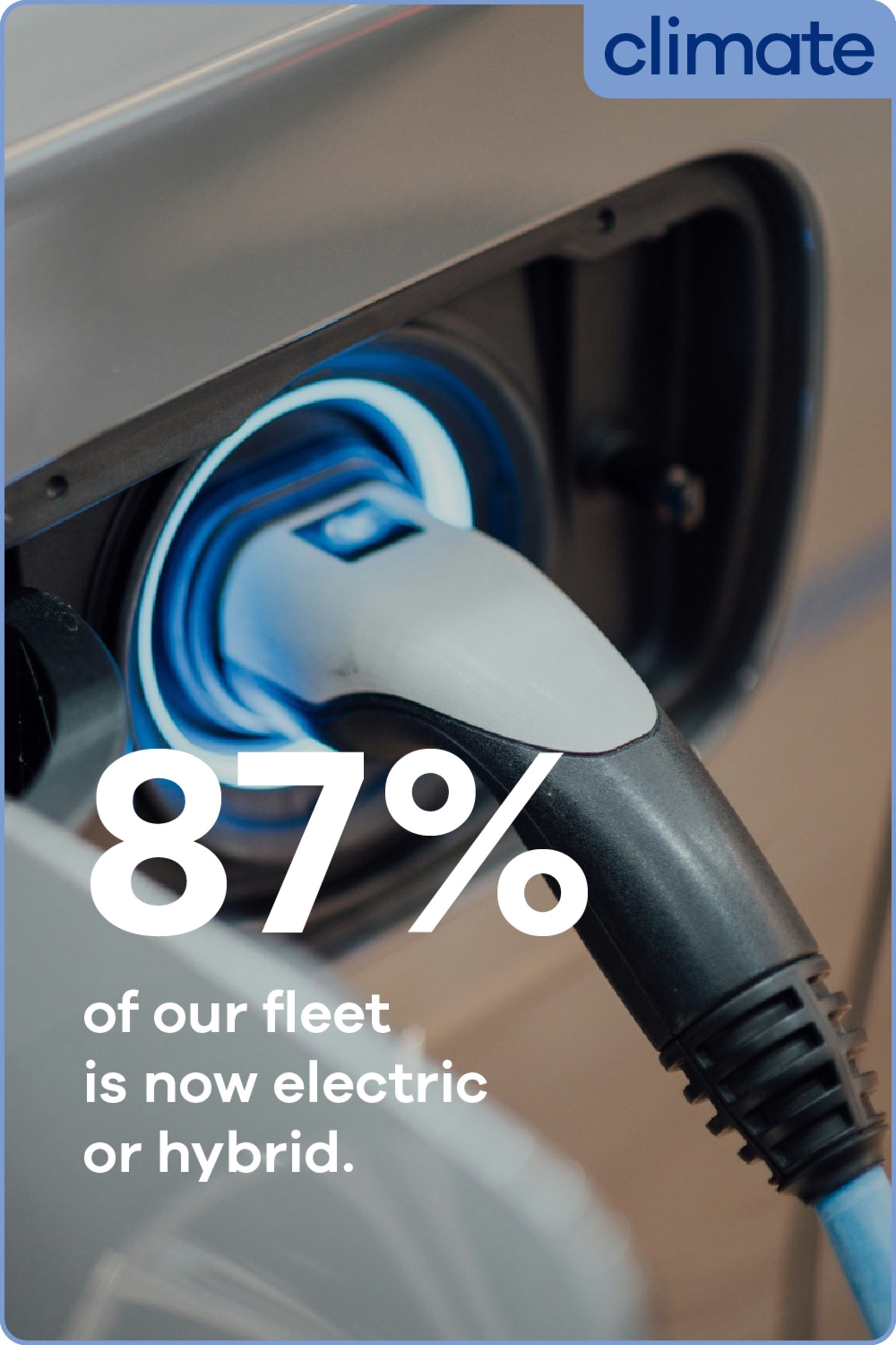 87% of our fleet is now electric or hybrid