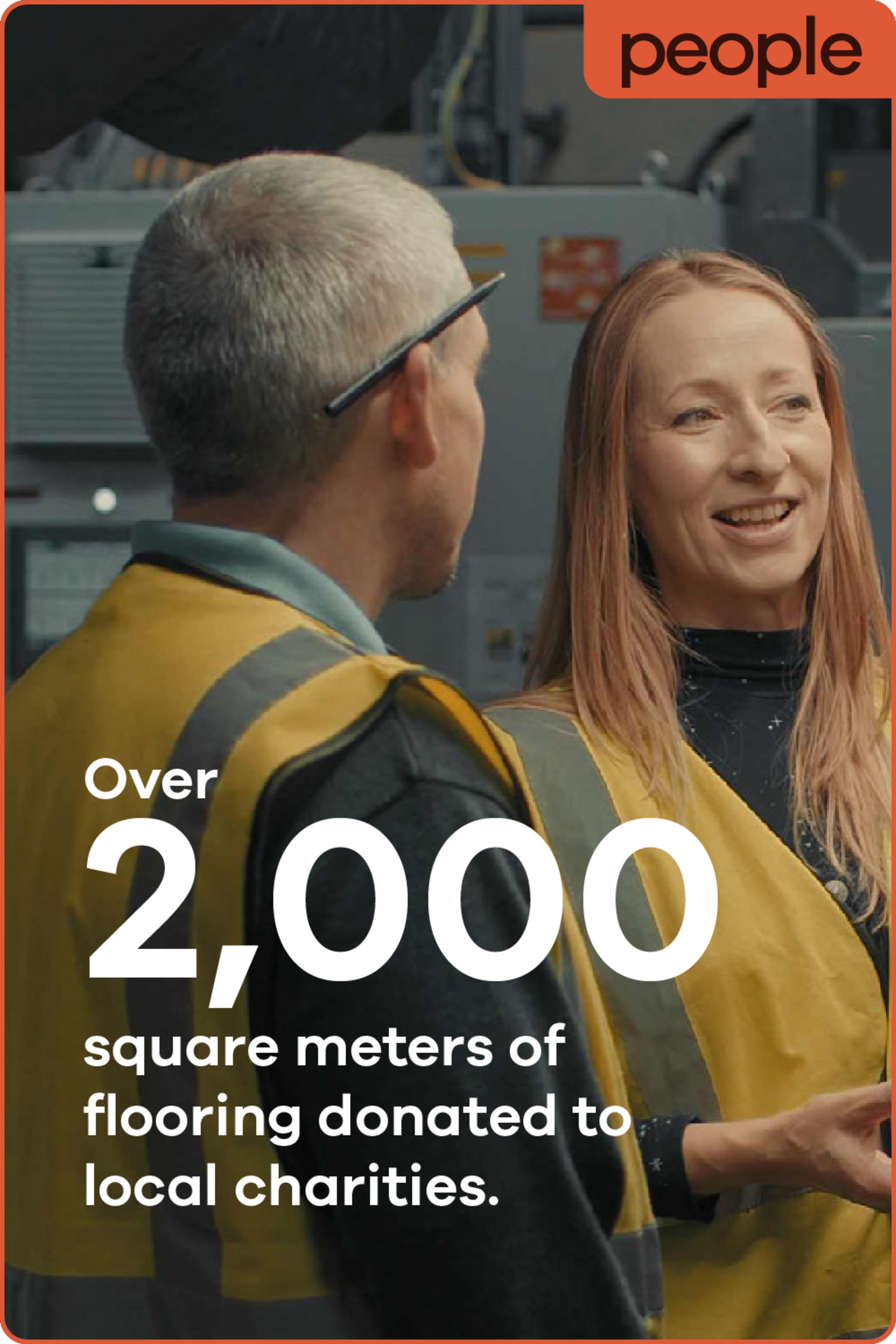 Over 2,000 square meters of flooring donated to local charities.