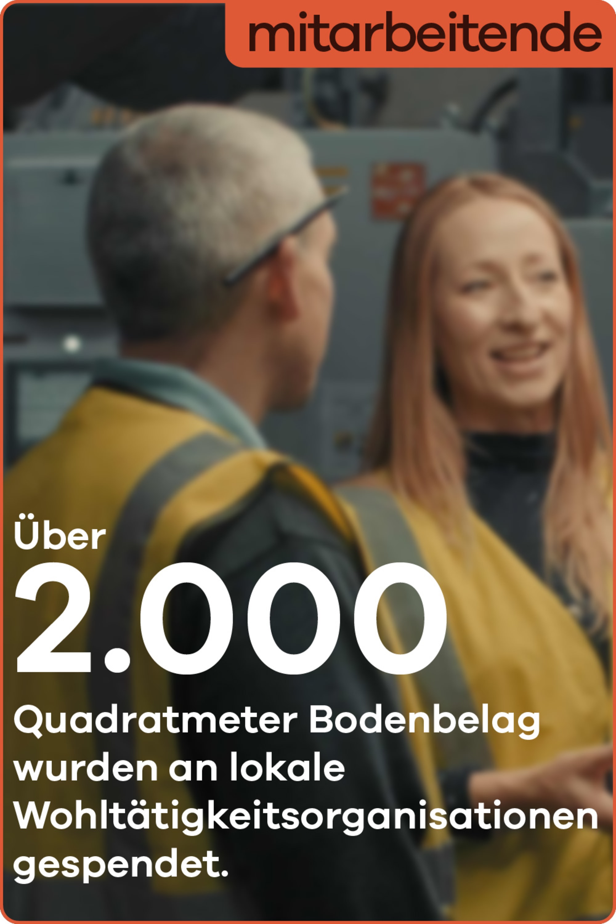 Über 2.000 Quadratmeter Bodenbelag wurden an lokale Wohltätigkeitsorganisationen gespendet.