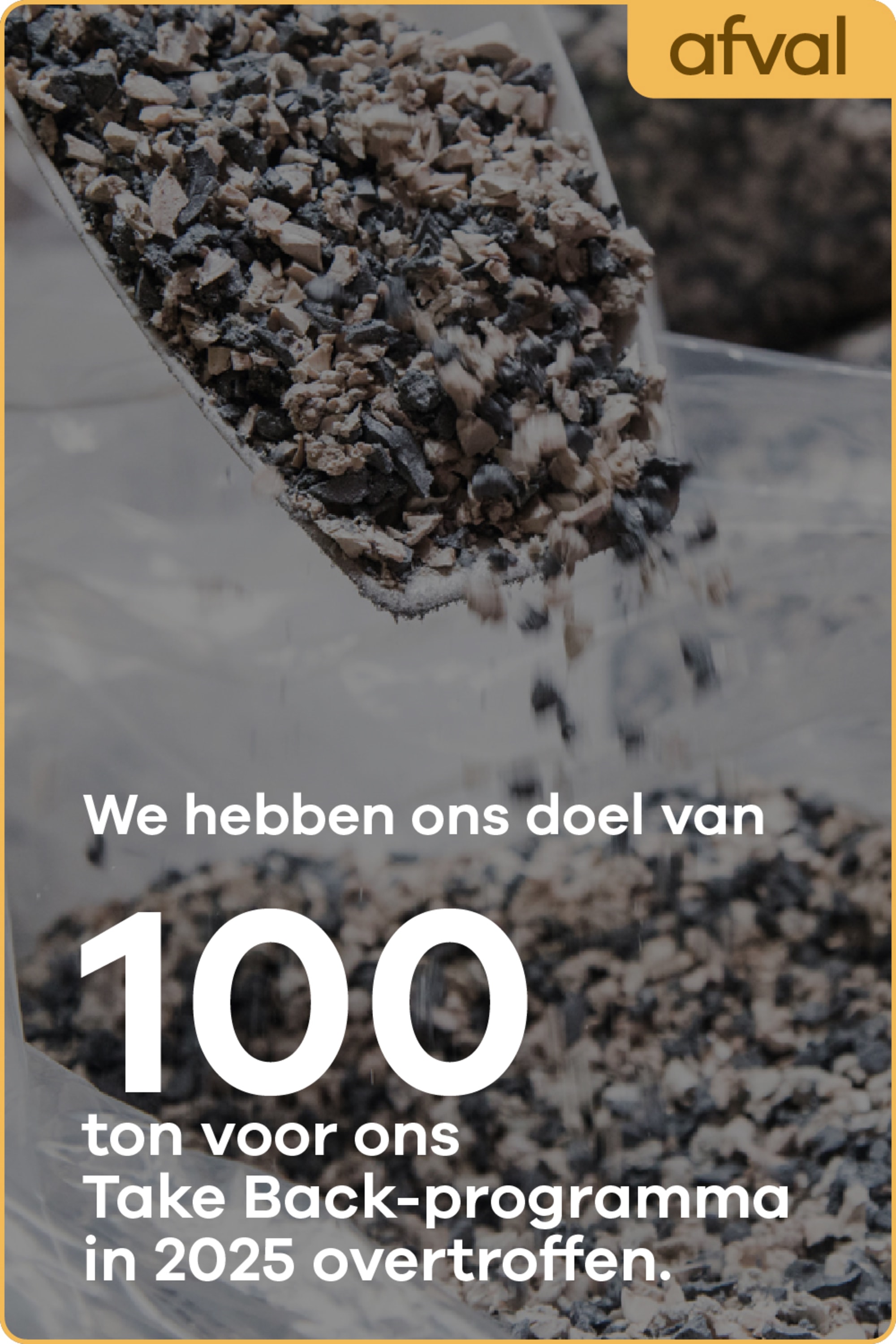 We hebben ons doel van 100 ton voor ons Take Back-programma in 2025 overtroffen.