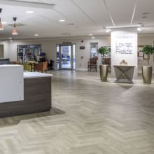 Amtico flooring in care home reception area.
