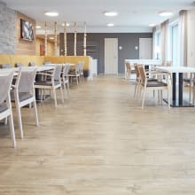 Amtico flooring featured in nursing home canteen.