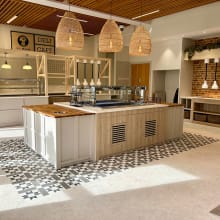 wilmcote limestone flooring in office kitchen dining area
