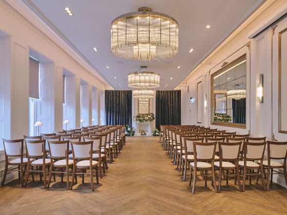 The hotel floor features French Oak laid in Herringbone Plank, from the Amtico Signature Collection.