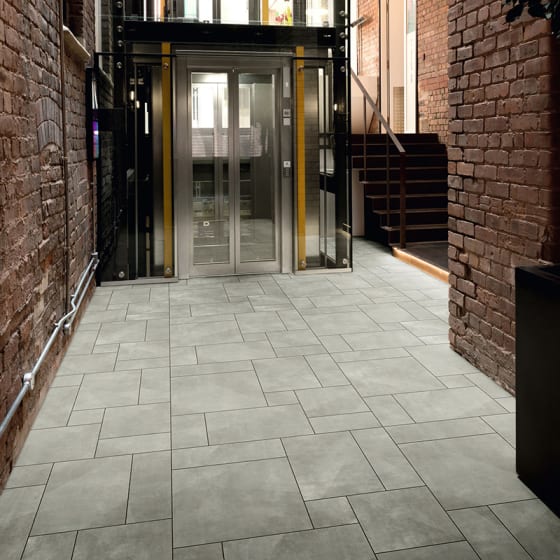 Hotel walkway features DC577 Flagstone Large from the Designers' Choice collection.