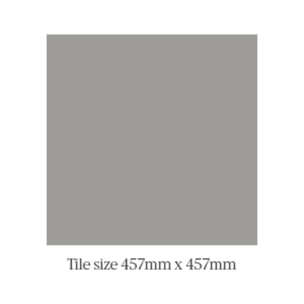 Grey square with text "tile size 457mm x 457mm"