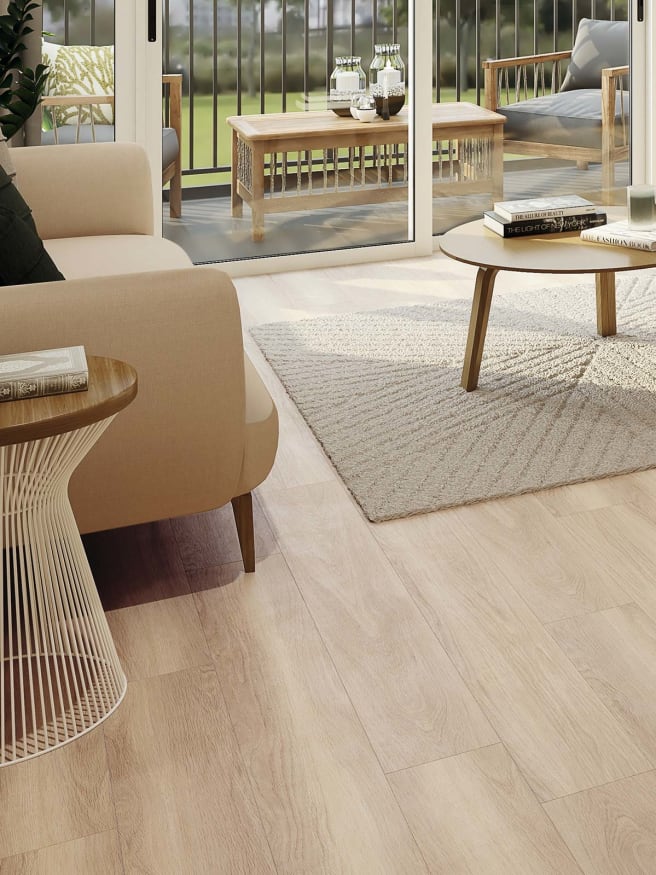 This residential space features Hushed Oak in Stripwood, from the Amtico Click Smart collection.