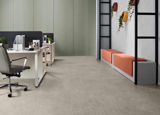 Office with Shoreditch Grey vinyl tile flooring