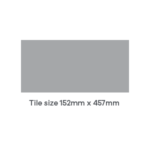 Grey rectangle with text that reads "tile size 152 mm x 457 mm"