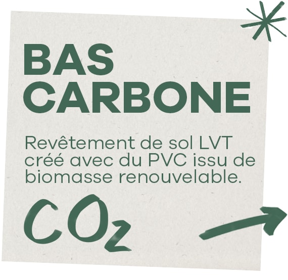 Bas Carbone Revêtement de sol LVT créé avec du PVC issu de biomasse renouvelable