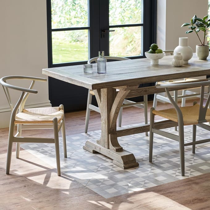 Amtico Geo Melrose forms a eye-catching feature under a dining room table